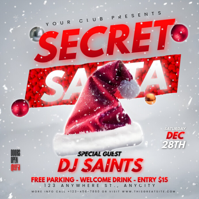 Snowy Maximalist Secret Santa Party Instagram Post Template | PosterMyWall