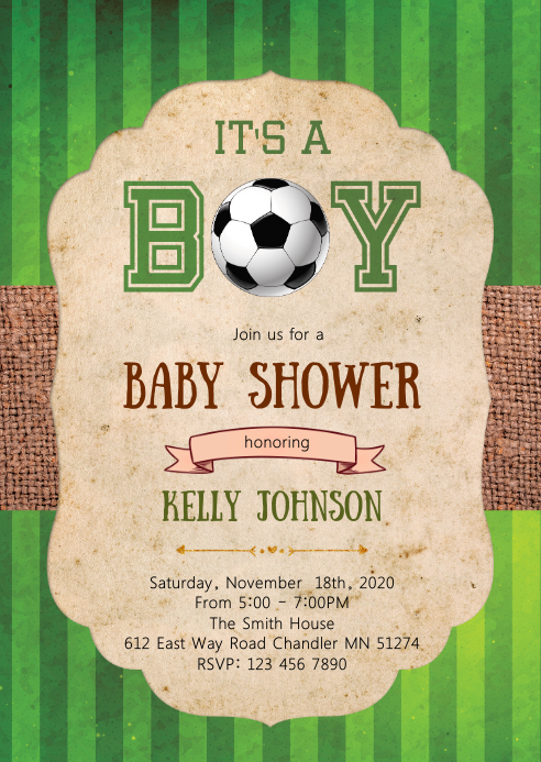 soccer baby shower invitation template  postermywall