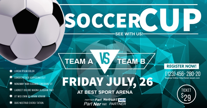 soccer championship flyer Iklan Facebook template