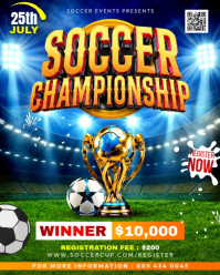 Soccer Championship video football tournament competition league advertisement 3d text animated post Instagram Portrait template