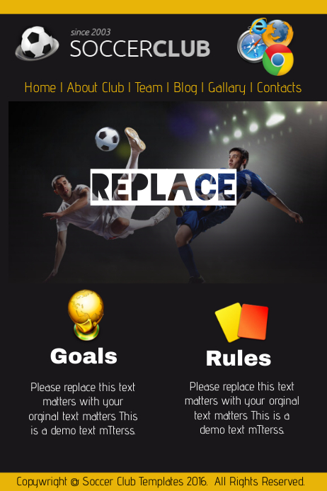 Soccer Club Website Template Poster