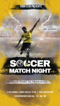 Grey Soccer Match Night งานแสดงผลงานแบบดิจิทัล Template