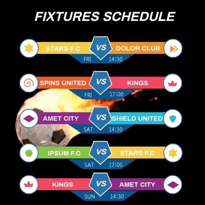 Copy of SOCCER FIXTURES SCHEDULE PosterMyWall