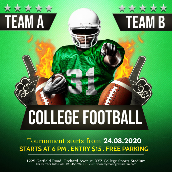 Soccer Flyer,Soccer Game, Soccer Match Wpis na Instagrama template