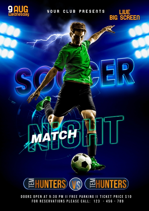 Soccer football flyers A3 template