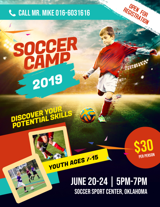 Soccer Football Futsal Camp Flyer Poster Template PosterMyWall