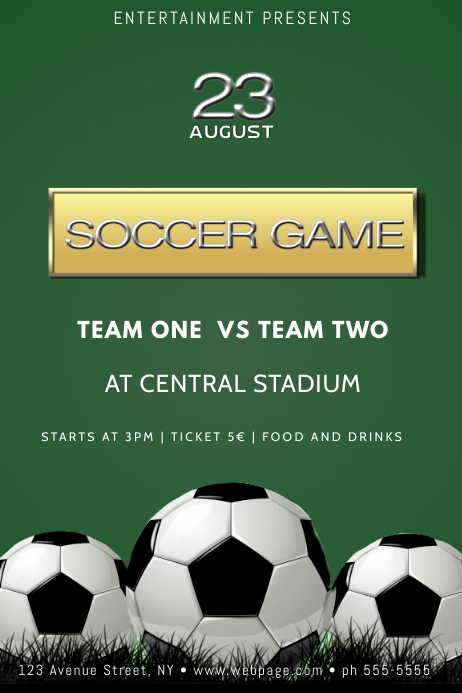 soccer football game poster flyer template postermywall