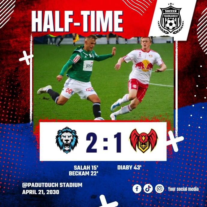 Copy of Soccer Football Match Result Half Time | PosterMyWall