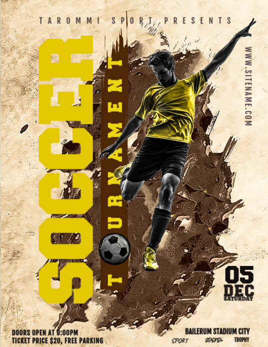 SOCCER FOOTBALL TOURNAMENT FLYER POSTER Folheto (US Letter) template
