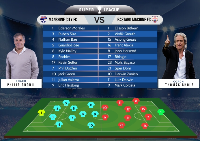 Soccer Formation With Name Player A4 template