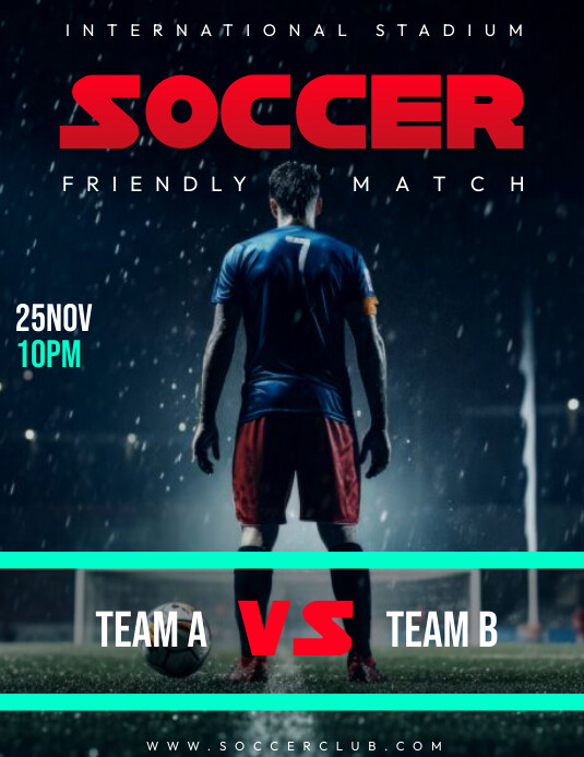 Soccer Friendly Match Red Template | PosterMyWall