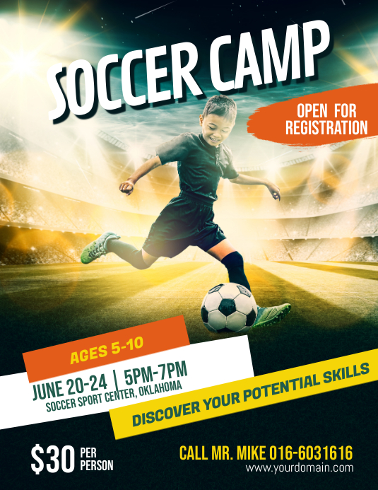 Fußball Futsal Fußball Camp Flyer Poster VorlageVorlage PosterMyWall