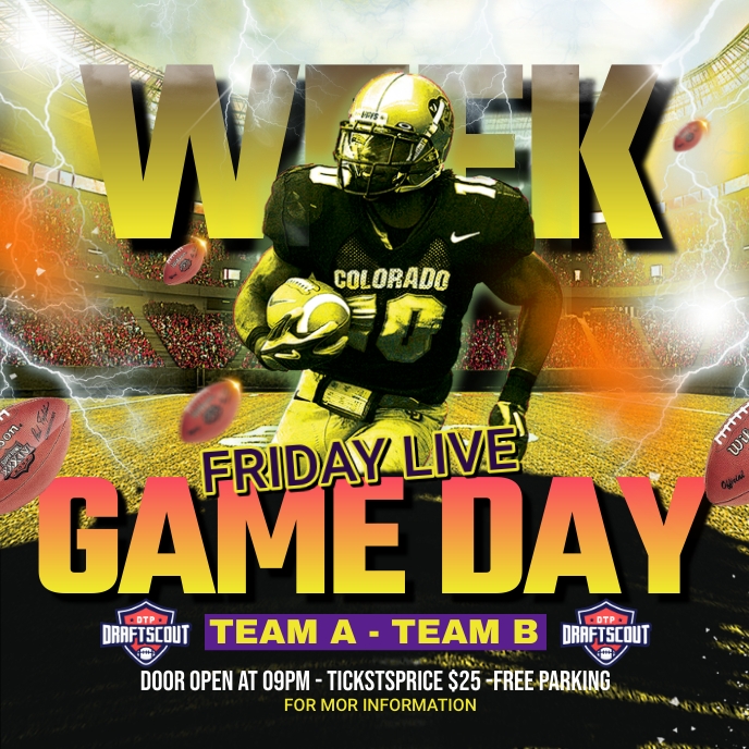 soccer game day week flyer Portada de Álbum template