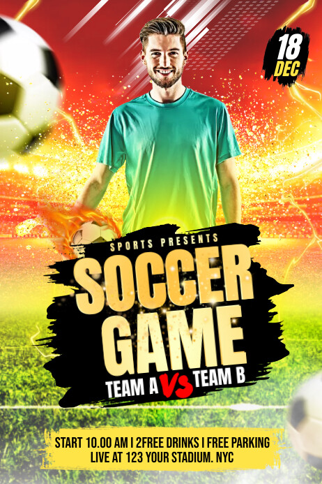 Soccer Game Flyer Template | PosterMyWall
