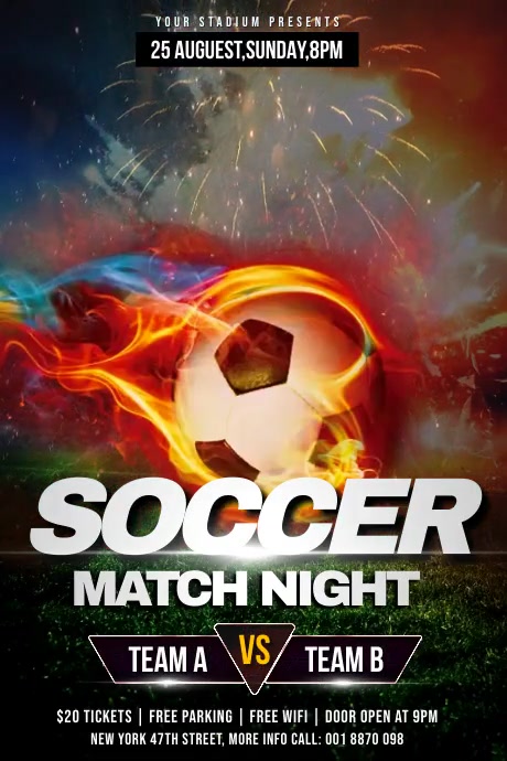 Match Advertisement soccer match night video ads flyer Template | PosterMyWall
