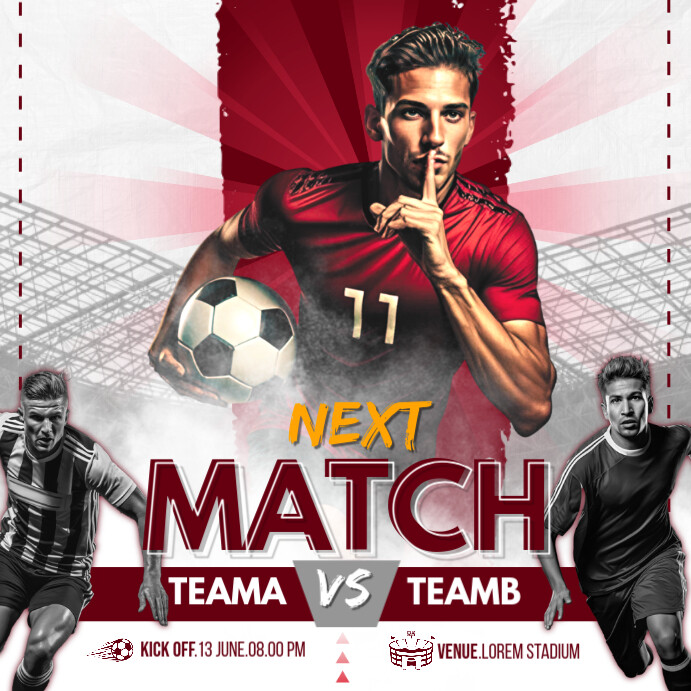 Soccer Next Match Instagram Post-Vorlage | PosterMyWall