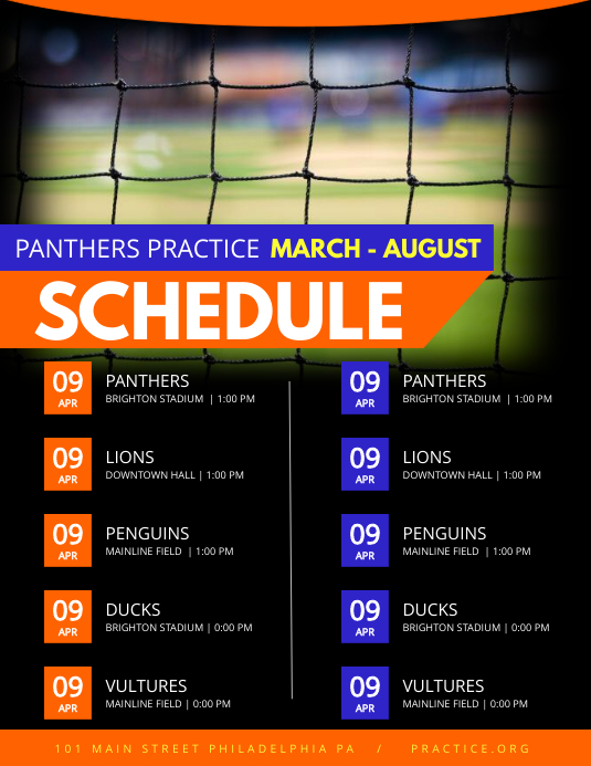 soccer schedule template