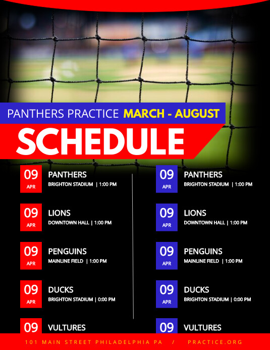 Soccer Schedule Template PosterMyWall soccer-schedule-template-postermywall