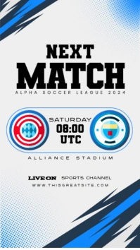 Soccer Schedule Next Match Design Instagram Story template