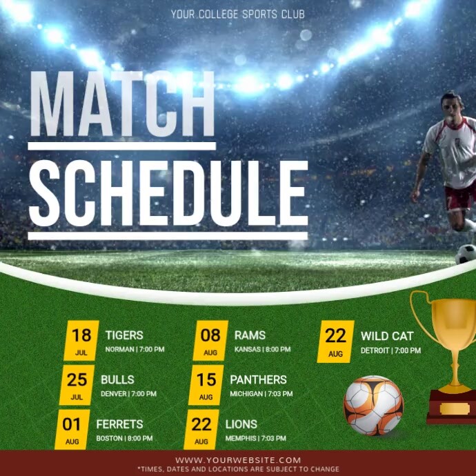 Soccer Sports Schedule Square Video Template PosterMyWall