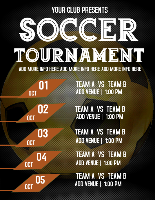 Soccer team schedule,soccer tournament Ulotka (US Letter) template