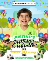 SOCCER THEME BIRTHDAY INVITATION FOR KIDS Instagram Portrait template