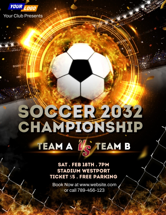 Soccer tournament flyer design Template PosterMyWall