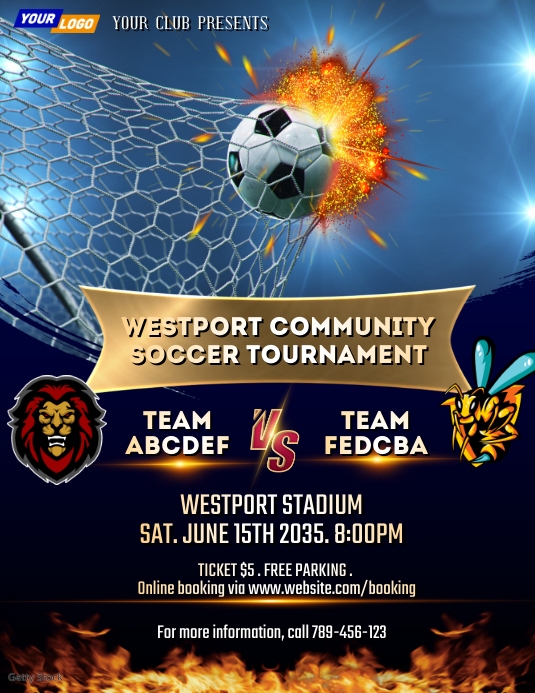 Soccer tournament flyer design Template PosterMyWall