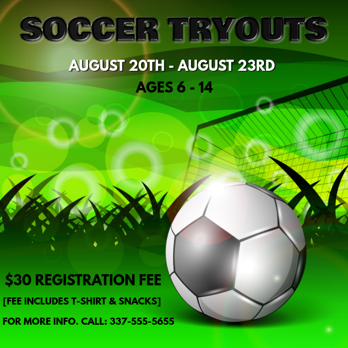 SOCCER TRYOUTS FLYER Template PosterMyWall