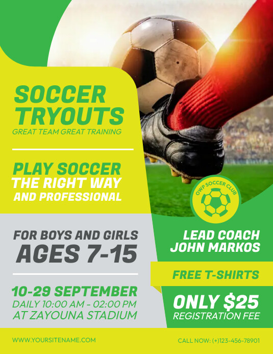 Soccer Tryouts Flyer Template | PosterMyWall