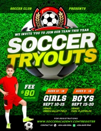 soccer tryouts football sports training schools academy kids promotion online poster flyer template 传单(美国信函)
