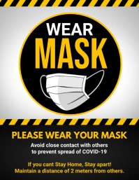 social distancing, wear mask, covid-19 ใบปลิว (US Letter) template