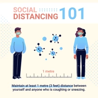 Social Distancing 101 Illustration and Inform Publicación de Instagram template