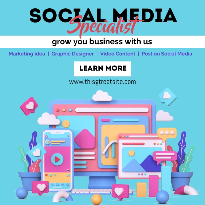 Social media Specialist template PosterMyWall