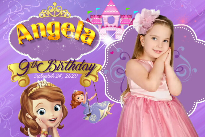 Sofia Birthday แบนเนอร์ 4' × 6' template