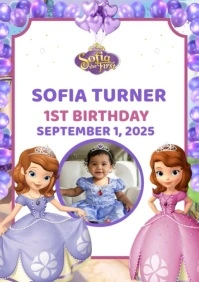 Sofia the First Birthday Invitation A4 template