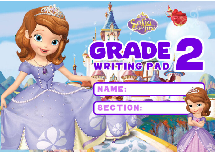 Sofia the First Grade 2 Writing Pad Cover A4 template