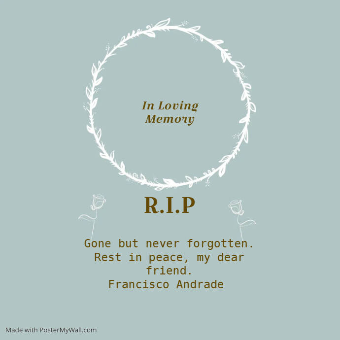 Copy of Soft Green Modern RIP Instagram Post | PosterMyWall