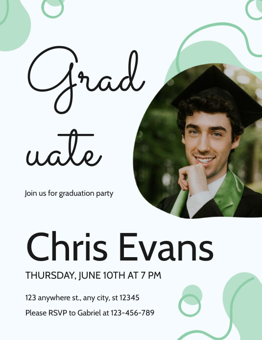 Simple Grad Party Invites Soft Green Simple Graduation Party Invitation Templat | PosterMyWall