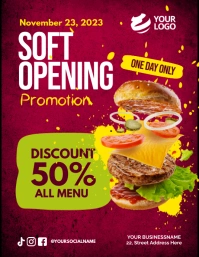 Soft Opening Promotion Burger Flyer Iflaya (Incwadi ye-US) template