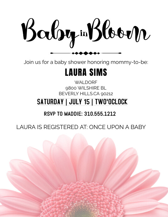 SOFT PINK FLORAL BABY IN BLOOM BABY SHOPWER I Flyer (US Letter) template