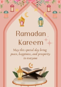 Soft Pink Modern & Minimal Ramadan Kareem A3 template