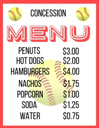 Softball Concession Menu Flyer (US Letter) template