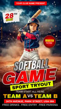 Softball Game Tryout Instagram Reel template