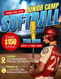 Softball Junior Camp Løbeseddel (US Letter) template