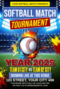 Softball Match Tournament Póster template