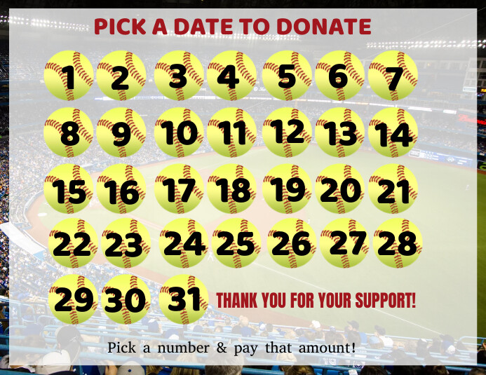 Softball pick a date to donate calendar Template | PosterMyWall Softball pick a date to donate calendar Template | PosterMyWall