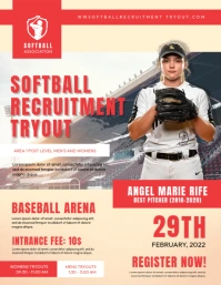 Softball Recruitment Tryout Poster Design Flyer (US Letter) template