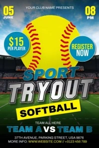 Softball Sport Tryout Plakkaat template