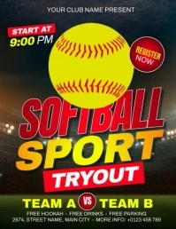 Softball Sport Tryout Flyer (US Letter) template